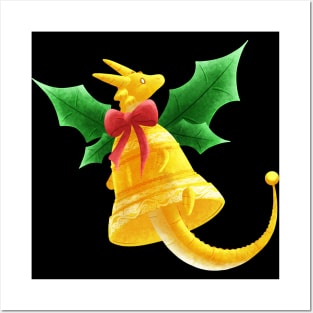 Kawaii Christmas Bell Dragon - Without Background Posters and Art